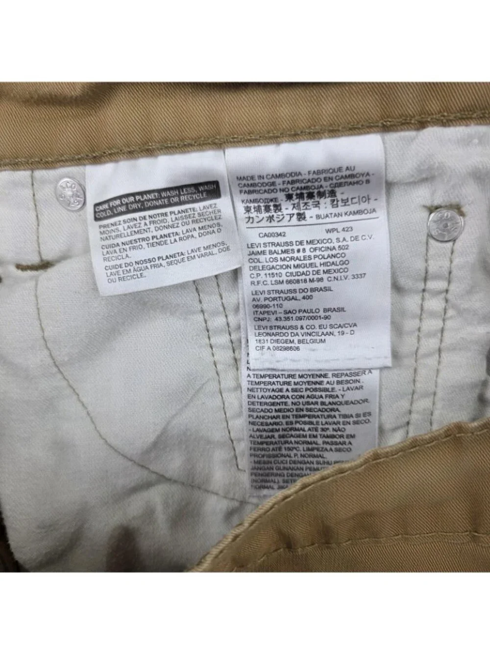 Levi's 502 Jeans Mens 30x32 Beige Regular Fit Tapered Stretch Denim Khaki Cotton